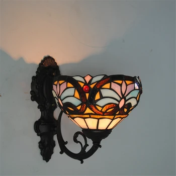 FUMAT 8 Colių Baroko Sienos Lempos Sconces Europos Stiliaus Lotus Atspalvio, Tamsintas Stiklas Sienos Žiburiai, Namų Deco Kambarį LED Šviesos