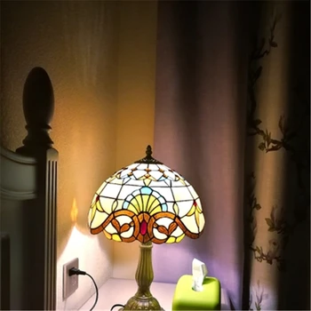FUMAT Baroko Tamsintas Stiklas, Lentelės Lempos Kambarį Naktiniai Šviestuvai, Derliaus LED Žibintai Kūrybos Lova Stalo Lempa