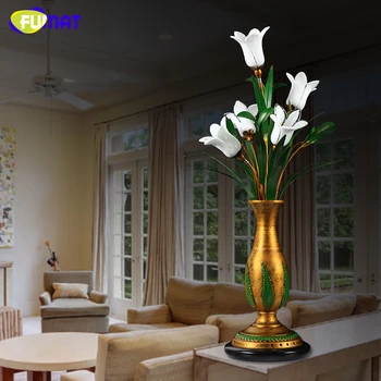 FUMAT Stiklo Stalo Lempa Derliaus Sielovados Lempos Gėlių Atspalvį Kambarį Miegamojo Lovos Art Deco Stiklo G4 LED Šviesos Lentelė