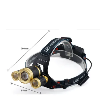Galingas LED T6+2R2 Žibintai Zoomable Dėmesio Frontale LED Žibintas 660*330mm Žibintuvėlį, Fakelą priekinis žibintas, Žvejyba, Kempingas