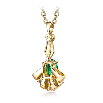 Gamtinių Deimantų, Brangakmenių Papuošalai Geros Kokybės Smaragdas Pakabukas Karoliai Kieto 14 KARATŲ Geltonasis Auksas Didmeninė Moterims