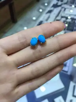 Gamtos mėlyna turkio akmens auskarai 925 sidabro Natūralus akmuo auskarai moterims classisc auskarai, skirta-metį