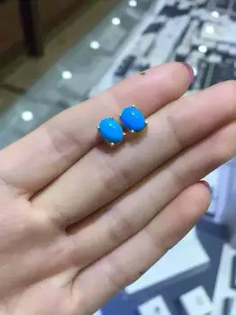 Gamtos mėlyna turkio akmens auskarai 925 sidabro Natūralus akmuo auskarai moterims classisc auskarai, skirta-metį