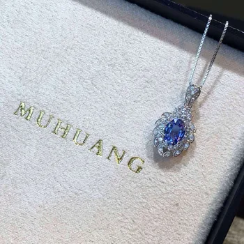 Gamtos tanzanite blue pakabukas S925 sidabro Natūralus akmuo Pakabukas Karoliai madinga Prabanga, elegantiškas vaisių moterims, dovana, papuošalai