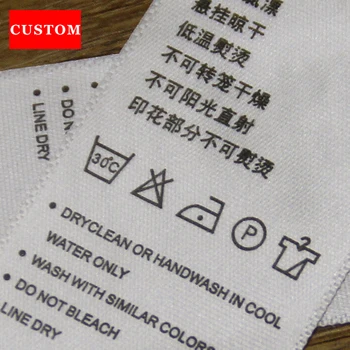 Gamykloje pagaminti individualų drabužių skalbimo etiketės medvilnės drabužius spausdinti privačios etiketės prekės ženklo užsakymą drabužių dydis etiketėje