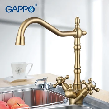 GAPPO aukso vandens maišytuvas bakstelėkite Antikvariniai Žalvaris virtuvės kriauklė, maišytuvas, torneira lankstus virtuvės Maišytuvas geriamojo vandens taupymo čiaupų G4398-3