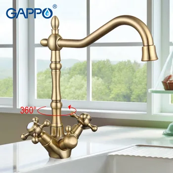 GAPPO aukso vandens maišytuvas bakstelėkite Antikvariniai Žalvaris virtuvės kriauklė, maišytuvas, torneira lankstus virtuvės Maišytuvas geriamojo vandens taupymo čiaupų G4398-3
