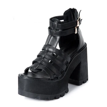 GBHHYNLH sandalai platforma punk batus moteris sandalai moterims peep toe aukšto kulno vasaros sandalai, batai moterims gladiatorių sandalai LJA155