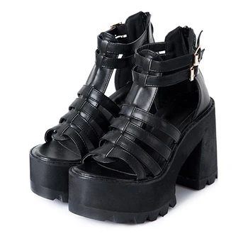 GBHHYNLH sandalai platforma punk batus moteris sandalai moterims peep toe aukšto kulno vasaros sandalai, batai moterims gladiatorių sandalai LJA155