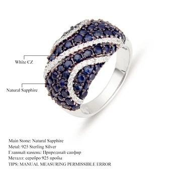 GEM BALETO Gamtos Mėlynas Safyras 925 sterlingas sidabro Natūralus Akmuo Žiedai Moterims, Dovana Vintage Mada Aksesuarai