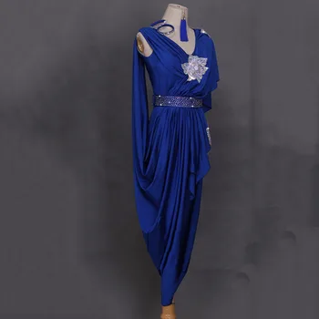 Geras Parduoti Lotynų Šokių Suknelės Damoms Mėlyna Juoda Kalnų Krištolas Sijonas Kostiumas Moterims Šokių Repeticijoje Scenoje Veiklos Dress1194