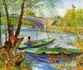 Geriausi Meno Reprodukcijai Žvejybos Pavasarį Vincento Van Gogho Tapybai, skirtas parduoti, rankomis dažyti Aukštos kokybės