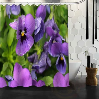 Geriausia Gražus Paprotys Viola tricolor L Gėlių Dušo Užuolaidos Vonios Užuolaidų Vandeniui Audinio Vonios didesnio DYDŽIO WJY&181