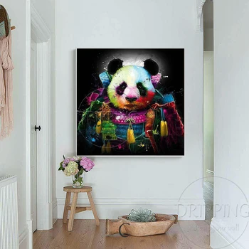 Geriausias Sienos Meno Ranka-dažytos Karys Panda Naftos Tapyba ant Drobės Juokinga Panda Dėvi Šarvus Tapybos Specialios Panda Naftos Tapyba