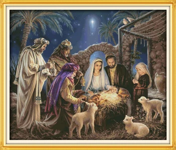 Gimimo kūdikis Jėzus, skaičiuojami atspausdintas audinys DMC 14CT 11CT Kryželiu rinkiniais,siuvinėjimo Rinkinių rankdarbiams Namų Dekoro