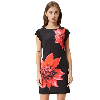 GLO-ISTORIJA Moteriški Gėlių Suknelė iki 2017 m. Vasaros Mados Juodos spalvos Gėlių Spausdinti Vakare Šalies Bodycon Mini Suknelės Elbise WYQ-2621