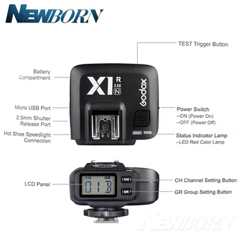 GODOX Flash Trigger X1N 2.4 GHz, i-TTL Belaidis Siųstuvas ir Imtuvas Trigger For Nikon D7500 D5600 D5300 D800 D500 D5 D4S