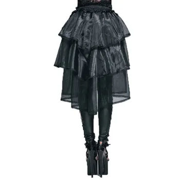 Gotikos Steampunk Eugen Siūlai Nėrinių Sijonas iki 2017 m. Pavasario Rudens Tinklelio Juoda Moterų Asmenybės Madingi Sijonai Multi-layerTrumpet