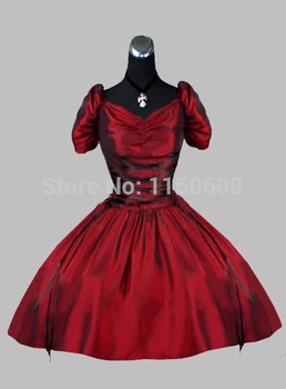 Gotikos Vyno Raudona Trumpas Viktorijos Suknelė
