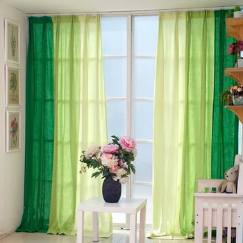 Gradientas žalia audinio užuolaidos pusiau pavėsyje, Medvilnės, Lino fabirc užuolaidas miegamasis ir gyvenamasis kambarys custom made vientisos spalvos audiniu