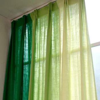 Gradientas žalia audinio užuolaidos pusiau pavėsyje, Medvilnės, Lino fabirc užuolaidas miegamasis ir gyvenamasis kambarys custom made vientisos spalvos audiniu