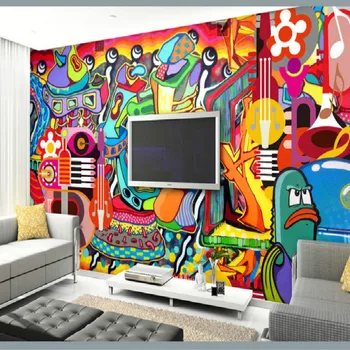 Grafiti dažytos didelės freskos 3D tapetai, TV foną kambarį miegamojo sienų tapybos trimatis 3D tapetai