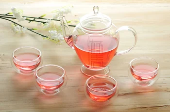 Gražus 480ml Stiklo arbatinukas su infuser/filtras+ 4/6 Taurės,arbatos rinkinys, skirtas Kinijos/gėlių/juoda/žalia/balta/geltona/dahongpao/puer arbata
