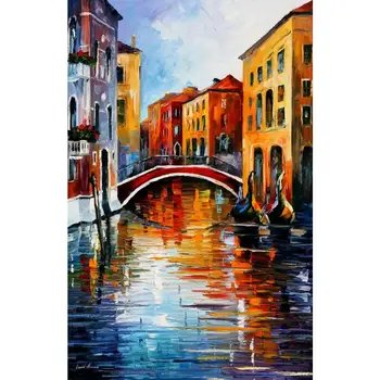 Gražus kraštovaizdis paveikslų canal venecijoje paletės peilis meno ant drobės, sienos nuotraukas, už kambarį