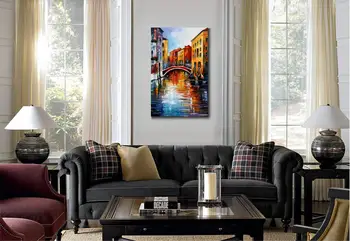 Gražus kraštovaizdis paveikslų canal venecijoje paletės peilis meno ant drobės, sienos nuotraukas, už kambarį