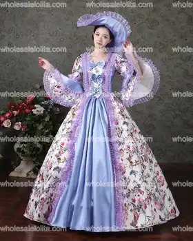 Gruzijos Laikotarpį Maskuotis Princesė Bridesmaid Suknelę Senovinių Gėlių Teatro Cosplay Customes