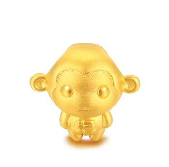 Grynas 24k Geltonojo Aukso Pakabukas 3D Fu Beždžionė Pakabukas 1.79 g