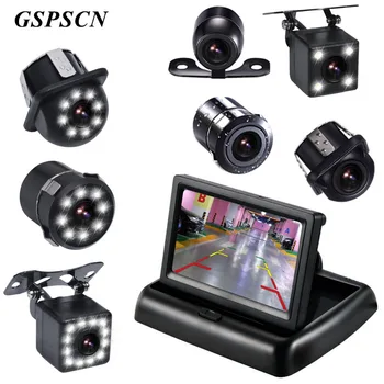 GSPSCN 4.3 colių TFT LCD Ekranas Ekranas Kit Car Sulankstomas Monitorius, Automobilio galinio vaizdo Monitoriai su Automobilio Atbulinę LED Naktinio Matymo Kamera