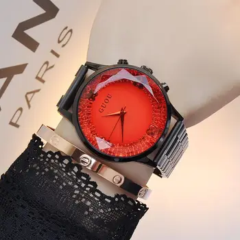 GUOU Laikrodžius Vandeniui Moterų Laikrodžiai Kvarciniai-Laikrodžiai, Nerūdijančio Plieno Apyrankė Drugelis Masto Deimantų Didelio Stalo Apvijų