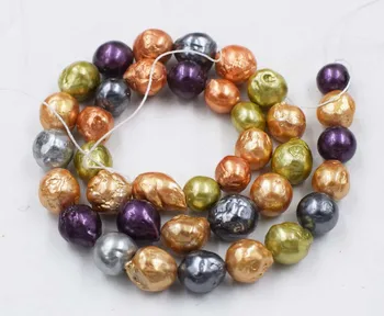 Gėlavandenių perlų atgimsta keshi baroko netoli apvalių spalvotų 9-12mm 15