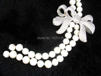 Gėlavandenių perlų balta netoli raundas 8-9mm karoliai 45inch mados nuolaida dovana