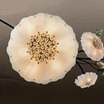 Gėlių kristalų lubų lempa D50cm / D60cm / D70cm kambarį miegamųjų namo apšvietimas luxury villa viešbutis lubų lempa ZA