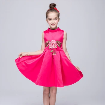 Gėlių Mergaičių Suknelės Mergina Princesė Išsiuvinėti Burbulas Suknelės Navy Blue & Hot Pink