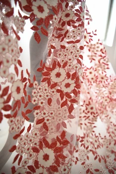 Gėlių nėrinių audinys, aukštos kokybės išsiuvinėtu tiulio tinklelio nėriniai audiniai vestuvių siuvinėjimo nėrinių audinio nuotakos