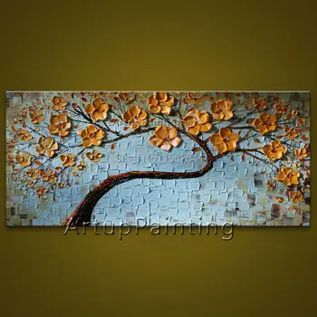 Gėlių rankoje-dažytos sienos tapybos paletės peilis laukinių gėlių abstrakčiai aliejaus tapybos drobės šiuolaikinės kambarį puošia kambarį 03