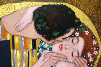 Handpainted Gustav Klimt Naftos Atgaminimas - Kiss (