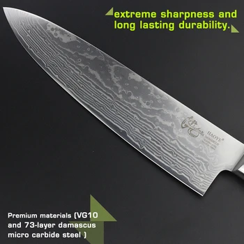 HAOYE damaske chef peilis Japonijos vg10 plieno virtuvės peiliai spalvos medienos rankena prabanga aštrių valgių peilis mėsos Peiliai dovana NAUJAS