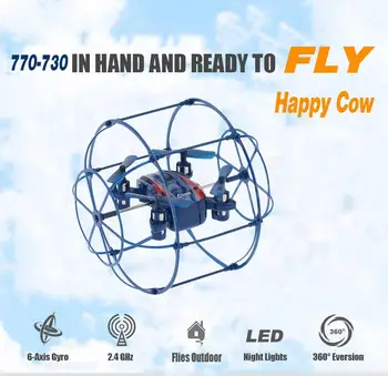 Happycow 777-370 4CH Viena Pagrindinių Grįžti 360 Salto 2.4 GHz Lipti RC Quadcopter Drone w 6 Ašių Giroskopas su Apsaugine danga RTF