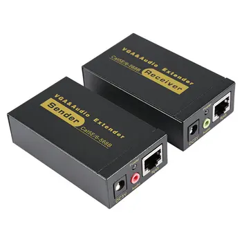 HD Moterų ir Moterų VGA Extender Lan CAT5e/6 RJ45 Ethernet Adapteris VGA Vaizdo ir Stereo Garso Extender Pratęsimo Skaičiuoklė
