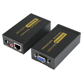 HD Moterų ir Moterų VGA Extender Lan CAT5e/6 RJ45 Ethernet Adapteris VGA Vaizdo ir Stereo Garso Extender Pratęsimo Skaičiuoklė