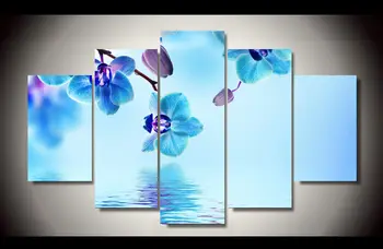 HD Spausdinti orchidėja, mėlyna vandens atspindys, Tapyba, vaikų kambario puošmena spausdinti plakato nuotrauką drobė Nemokamas pristatymas