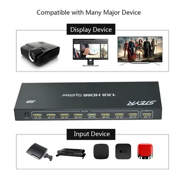 HDMI Splitter 1-8 iš,STEYR 8 port HDMI Splitter 1x8 splitter hdmi 1.3 1 iki 8 Full HD 1080p 3D su Maitinimo Adapteris