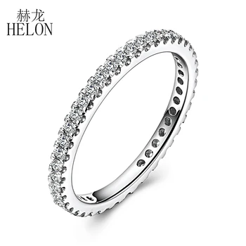 HELON 1.6 mm Pločio Nutiesti Gamtinių Deimantų 0.33 CT Dalyvavimas Vestuvių Kietas 10K Baltojo Aukso Žiedas, Moterų Papuošalai, Deimantų Juosta