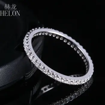 HELON 1.6 mm Pločio Nutiesti Gamtinių Deimantų 0.33 CT Dalyvavimas Vestuvių Kietas 10K Baltojo Aukso Žiedas, Moterų Papuošalai, Deimantų Juosta