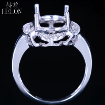 HELON Kietas 14 KARATŲ (585) Balto Aukso Kiaušialąsčių Supjaustyti 12x10-13x11mm Pusiau Kalno Nekilnojamojo Gamtinių Deimantų Sužadėtuvių, Vestuvių Fine Jewelry Žiedas