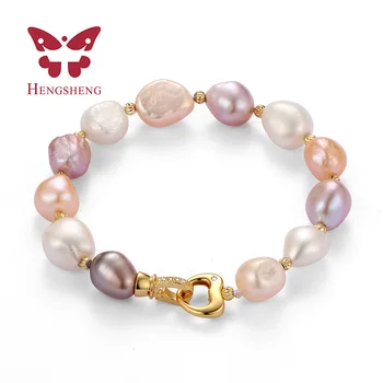 HENGSHENG 2016 naują atvykimo žemiausia kaina 9-10mm baroko perlas apyrankės moterims